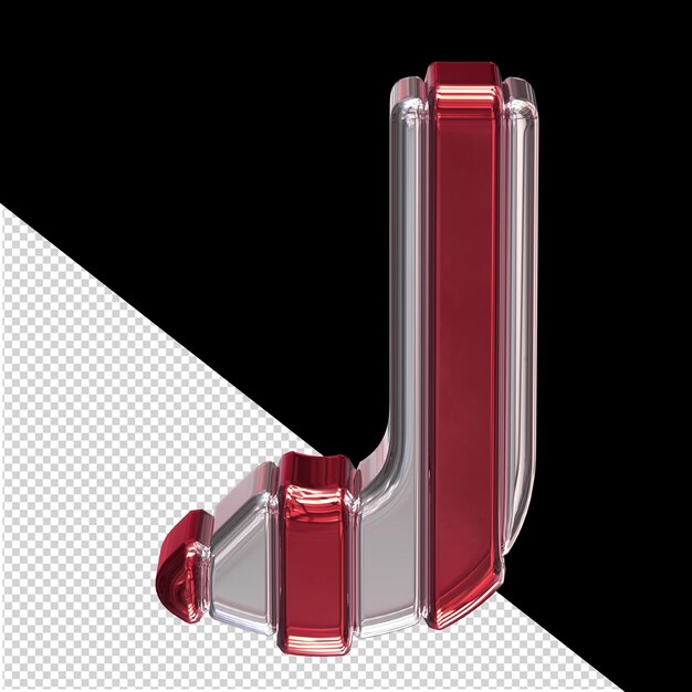 Silbernes Symbol mit roten Riemen, Buchstabe j