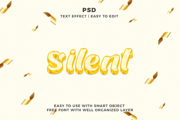 Silent 3d Effet De Texte Modifiable Style Psd Avec Fond