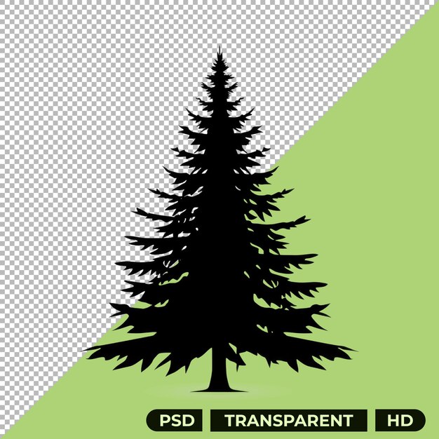 PSD silhouette d'un arbre de noël isolé sur un fond transparent