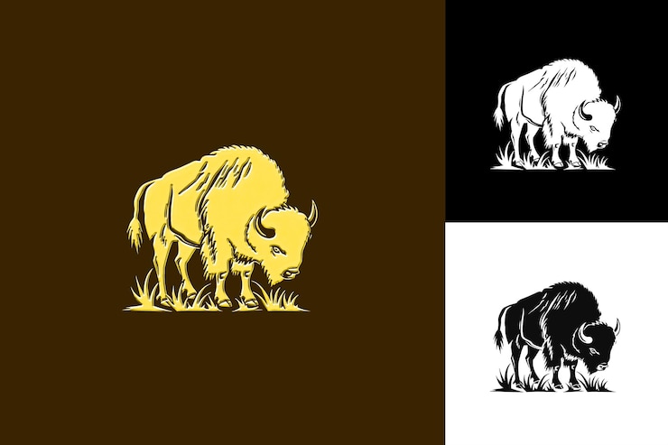 PSD silhouette de cornes d'icône de bison avec une illustration américaine de type border powerf animal vector art design