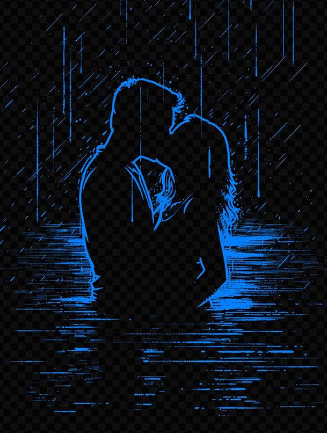 PSD une silhouette d'un couple s'embrassant dans le noir