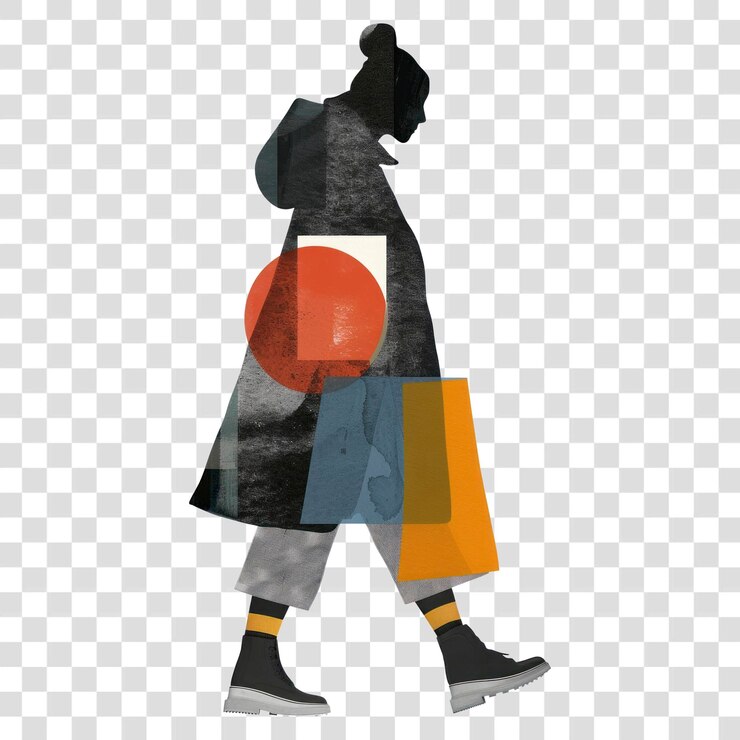 PSD silhouette d'arte per adulti di una donna di png che cammina