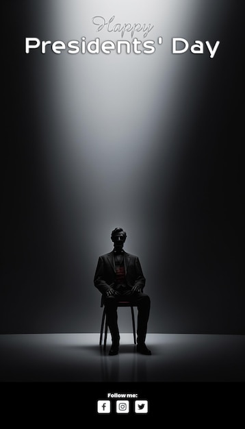 PSD silhouette der abraham-lincoln-statue, die auf einem stuhl sitzt