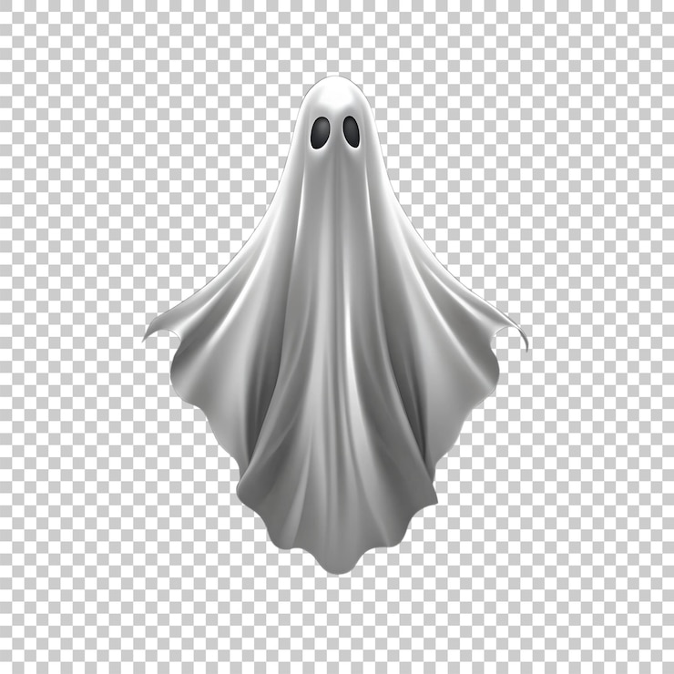 PSD silhouette di fantasma bianco isolata su uno sfondo trasparente