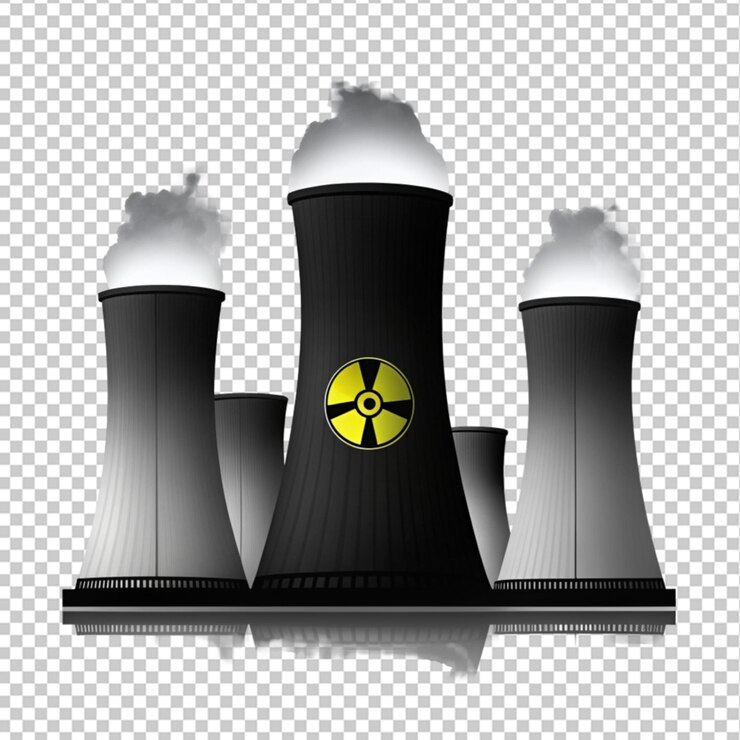 PSD silhouette di una centrale nucleare su uno sfondo trasparente