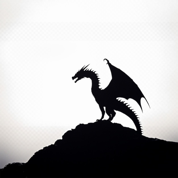 une silhouette de dragon sur un rocher