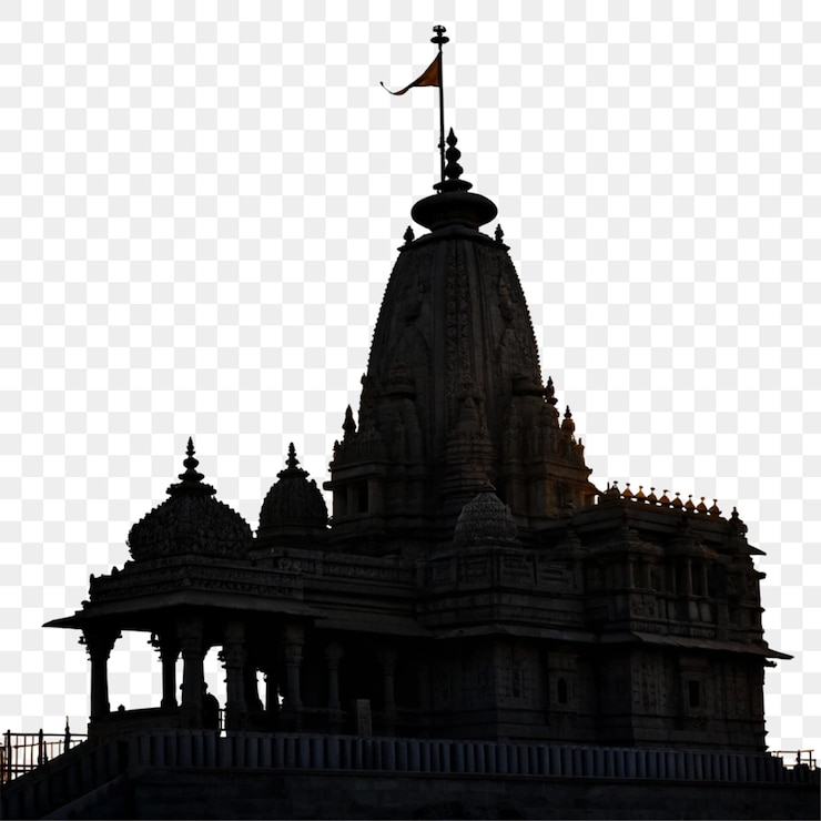 PSD la silhouette du temple de navami isolée sur un fond transparent