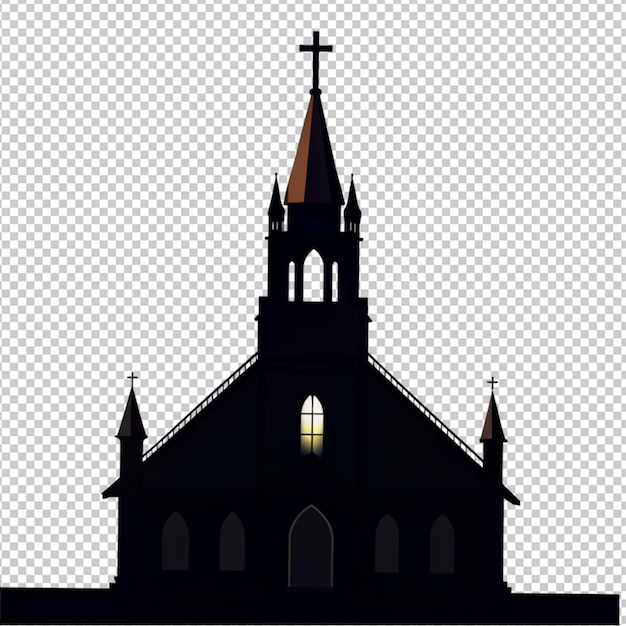 PSD silhouette d'une église sur un fond transparent