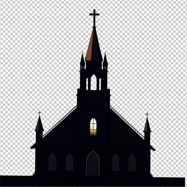 PSD silhouette einer kirche auf durchsichtigem hintergrund