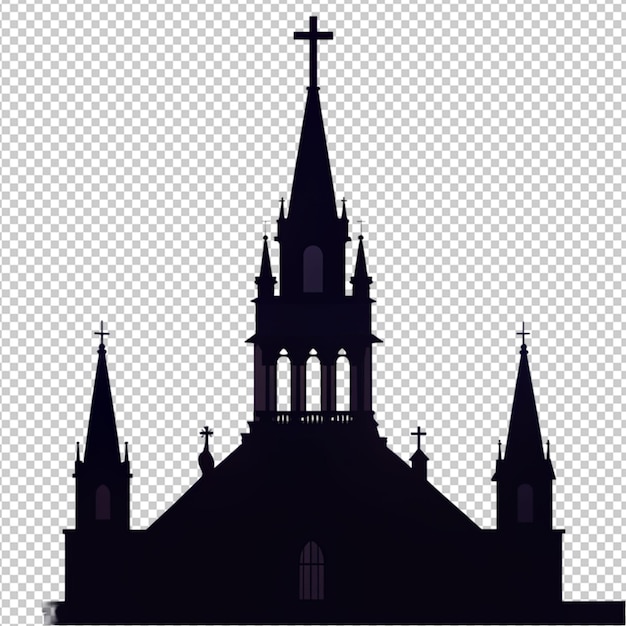 PSD silhouette einer kirche auf durchsichtigem hintergrund