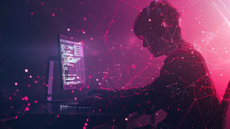 PSD silhouette eines gamers mit kopfhörern, der videospiele auf einem computer spielt