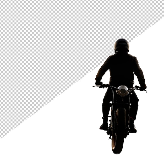 PSD silhouette eines motorradfahrers auf durchsichtigem hintergrund