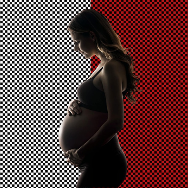 PSD silhouette d'une fille enceinte sur un fond transparent