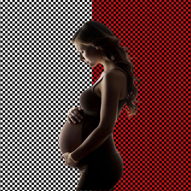 PSD silhouette d'une fille enceinte sur un fond transparent