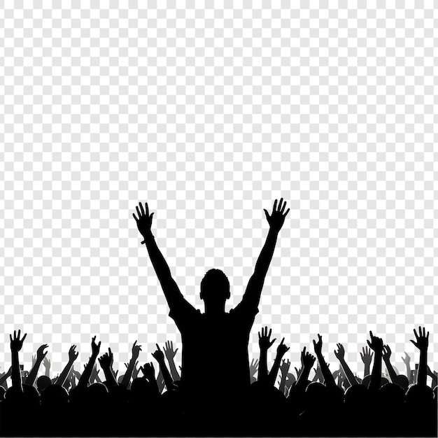 La silhouette d'une foule enjouée lors d'un concert