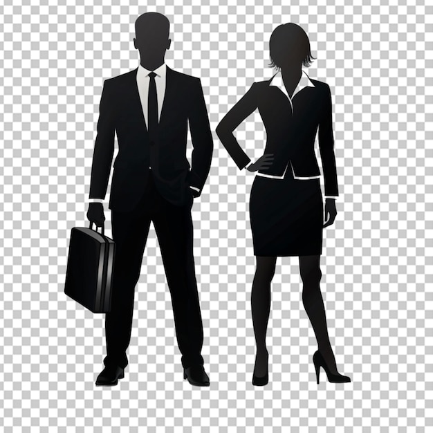 PSD silhouette d'un homme d'affaires et d'une femme d'affaires