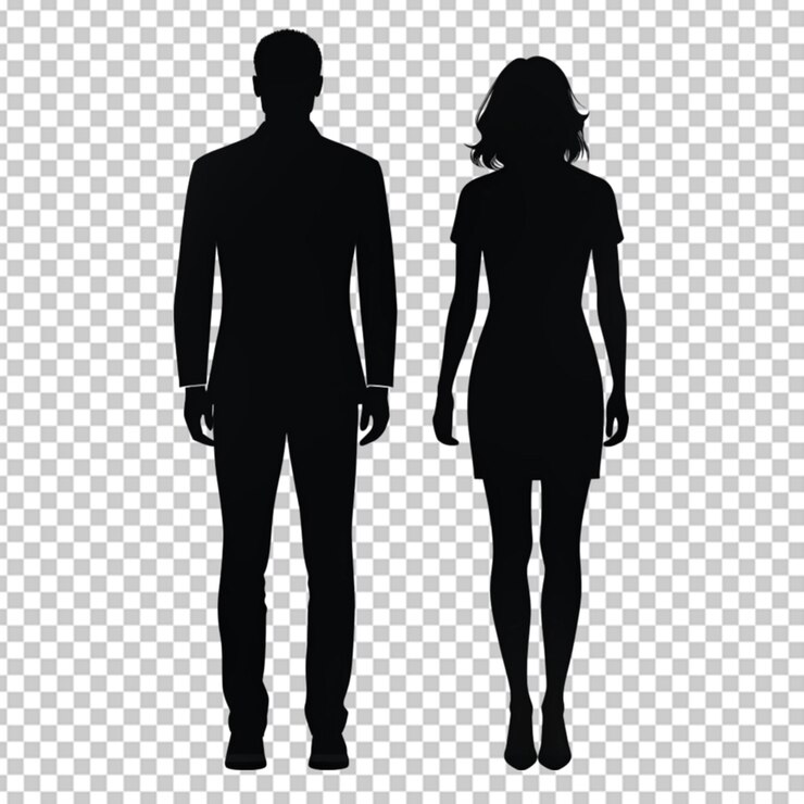 PSD silhouette d'homme et de femme sur bg transparent