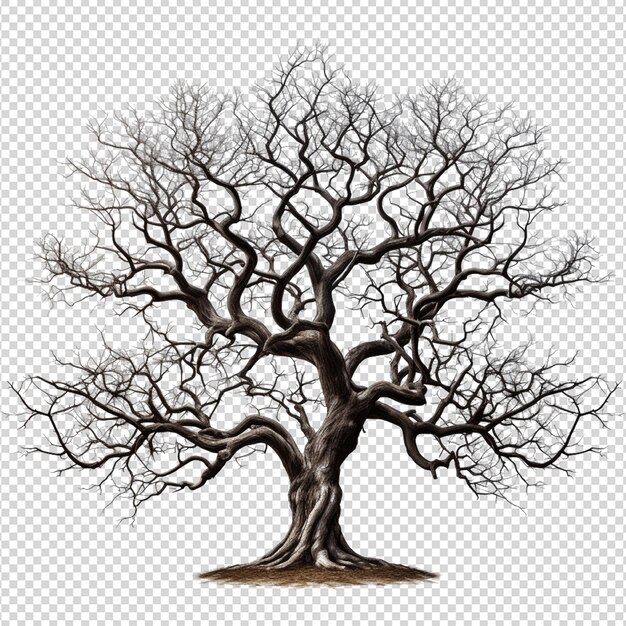PSD silhouette isolée des racines du chêne.
