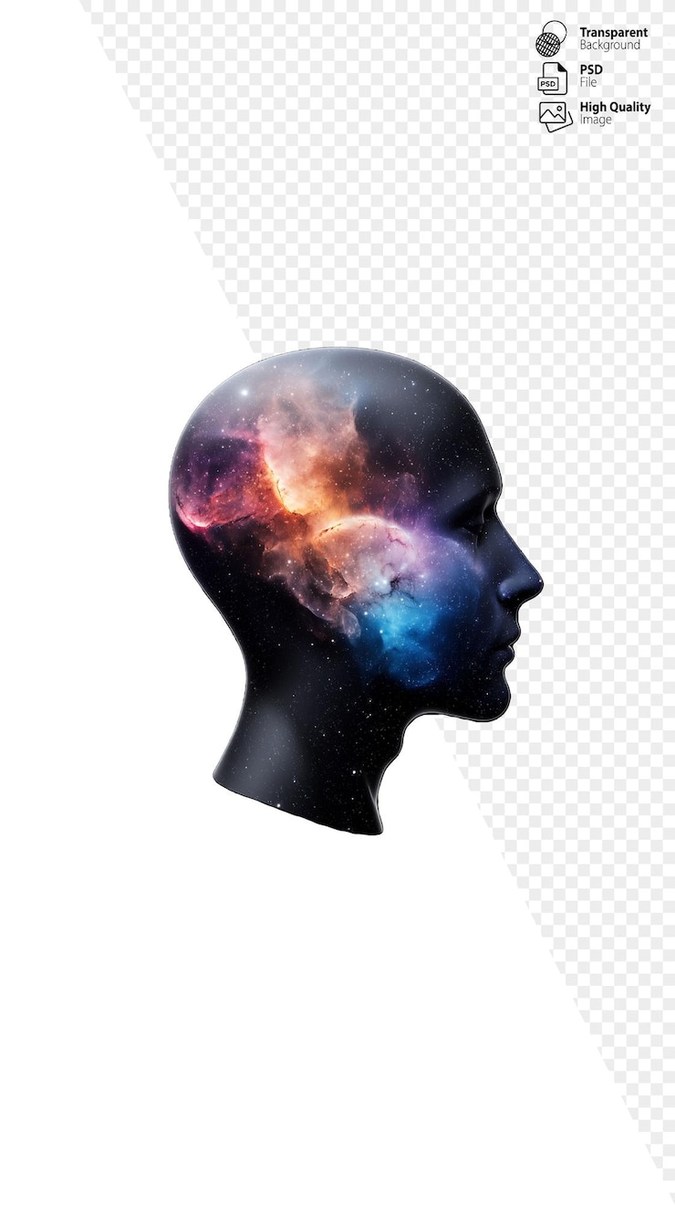 PSD silhouette-kopf mit kosmischem design