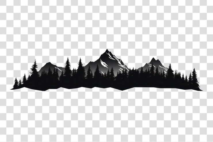 PSD silhouette de montagne avec des pins