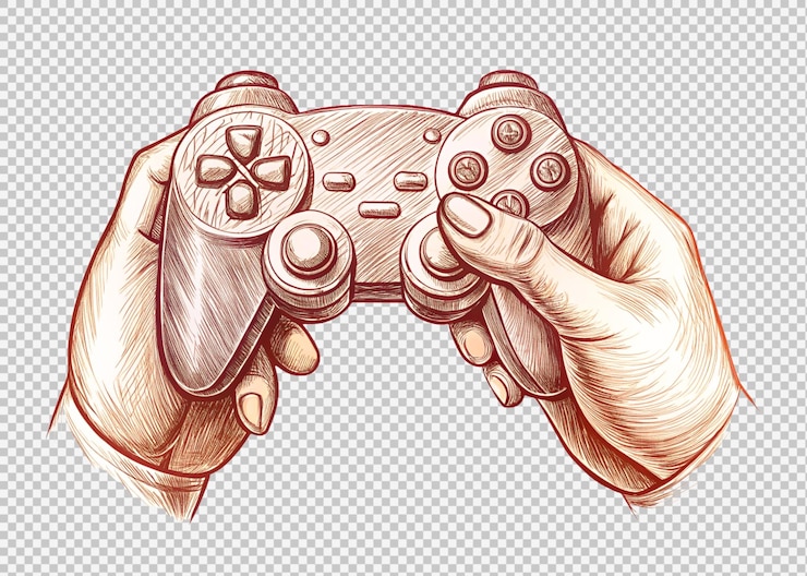 PSD silhouette nere joystick in mano giocatore isolato su uno sfondo trasparente