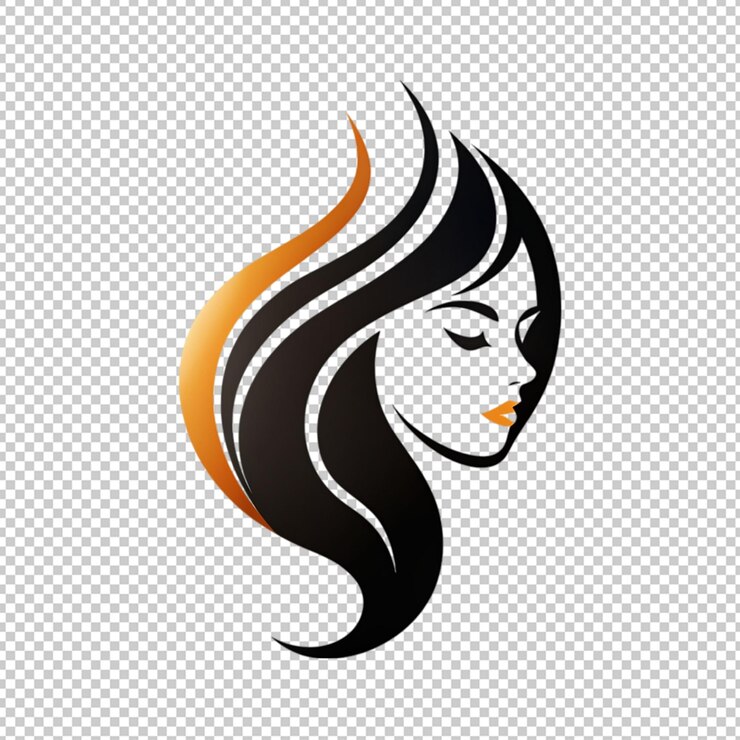 PSD silhouette noire d'une belle femme visage vecteur sur un fond transparent