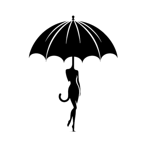 PSD silhouette noire et blanche d'un parapluie