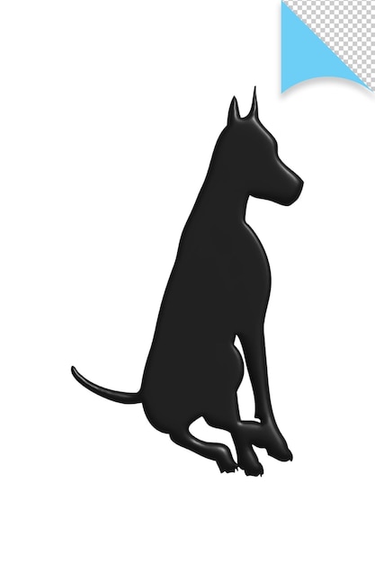 PSD une silhouette noire d'un chien assis sur un fond blanc.