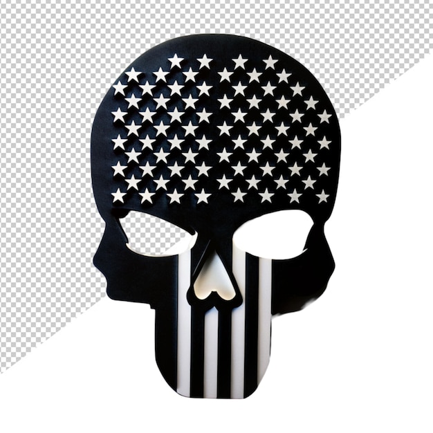 Silhouette Noire De L'emblème Du Crâne Avec Le Drapeau Des états-unis Sur Un Fond Transparent