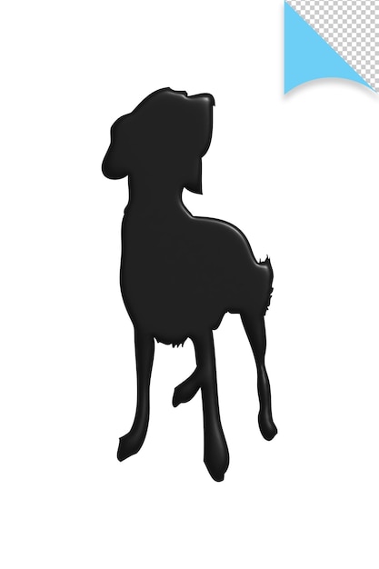 PSD une silhouette noire d'un mouton avec une lune bleue derrière elle.