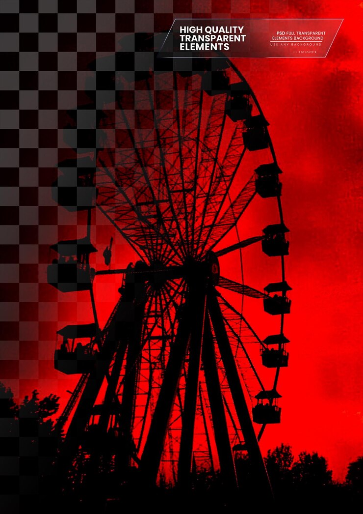 PSD une silhouette d'une roue de ferris d'un parc d'attractions sur un fond transparent 1030