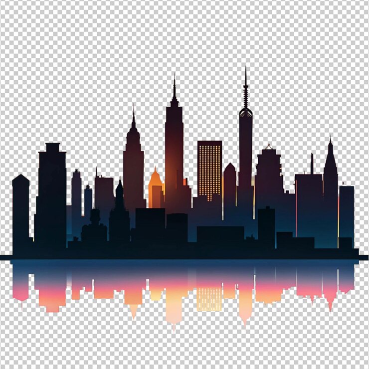 PSD silhouette skyline su sfondo bianco