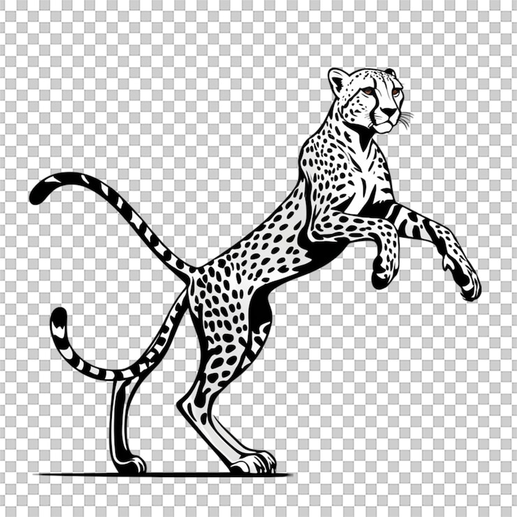 PSD silhouette vector illustration of a cheetah running isolated on a white background