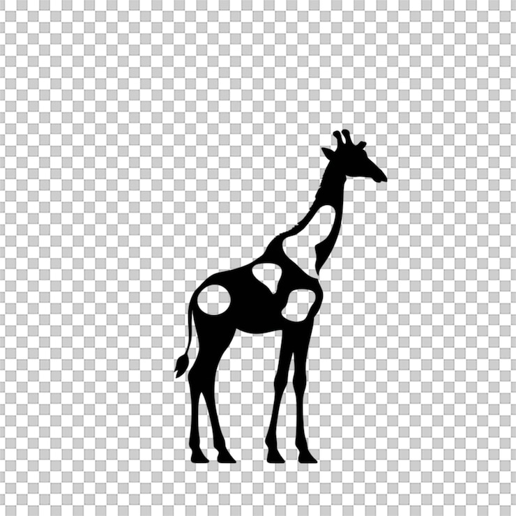 PSD silhouette vector illustration of a towering giraffe isolated on white background