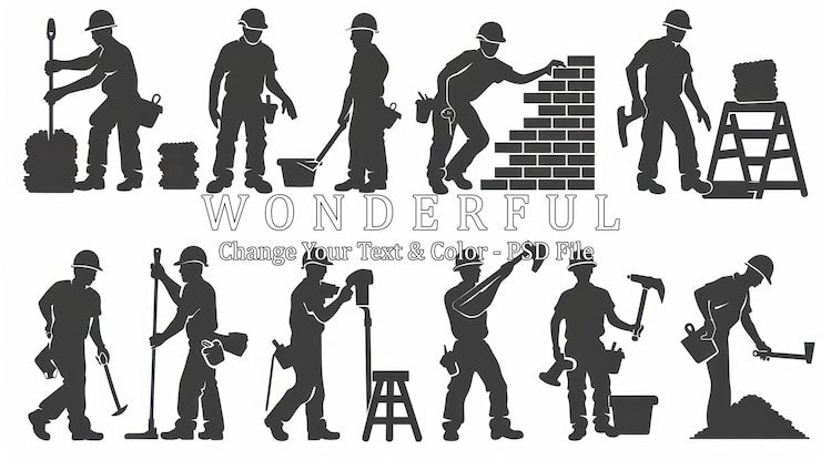 PSD des silhouettes d'ouvriers de la construction