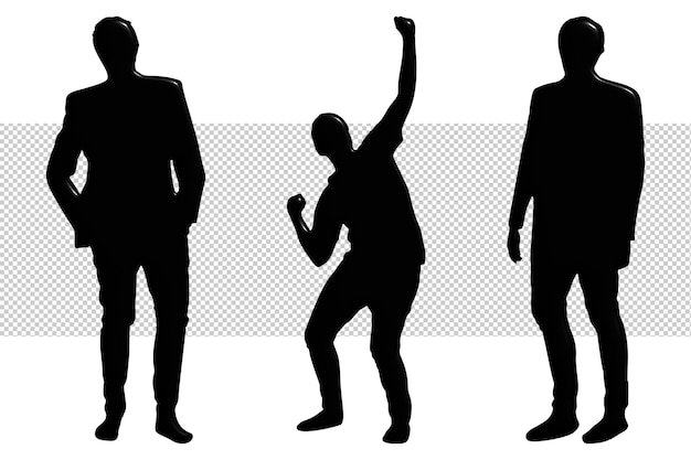 Silhouettes de trois hommes avec le mot club en bas à gauche.