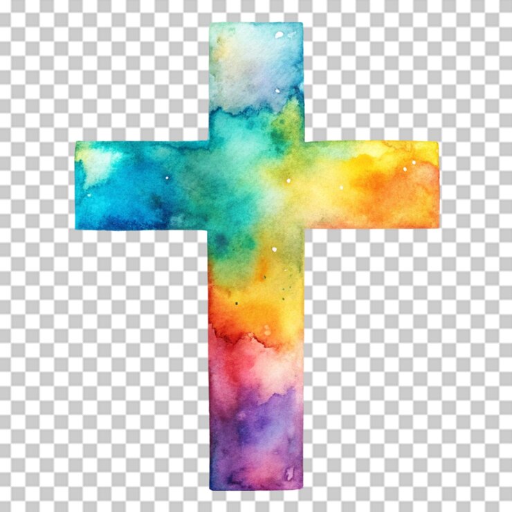 PSD silhueta de cruz de aquarela em fundo transparente