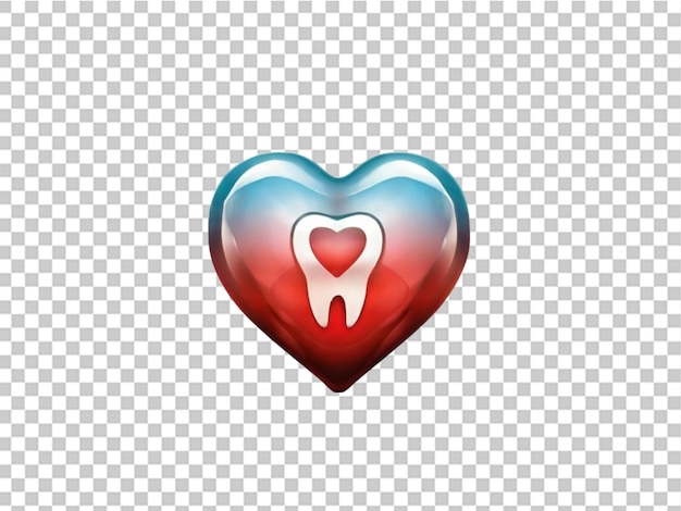 silhueta de dente em forma de coração em fundo branco