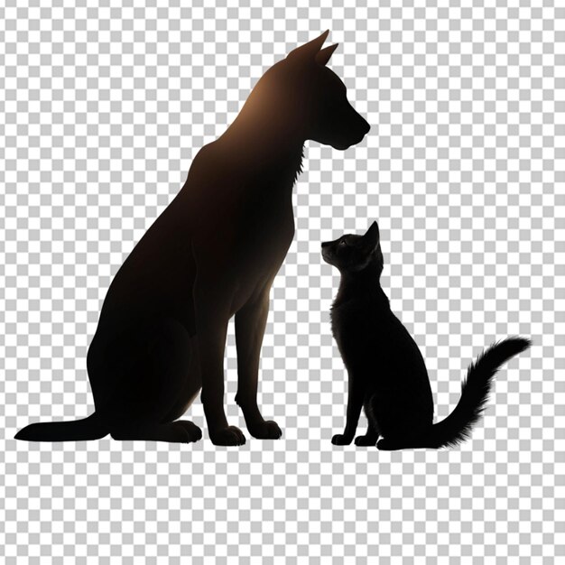 PSD silhueta de gato e cão em bg transparente