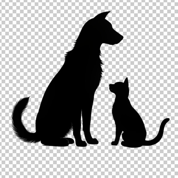 PSD silhueta de gato e cão em bg transparente