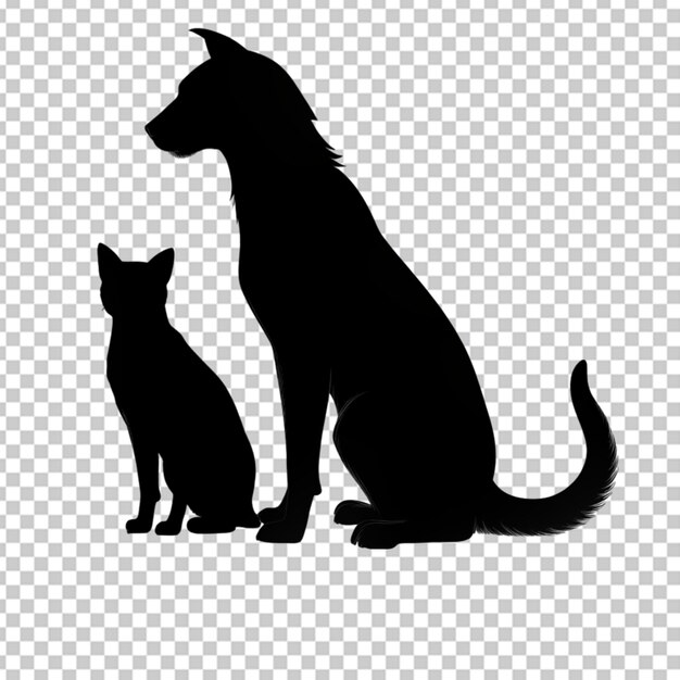 PSD silhueta de gato e cão em bg transparente