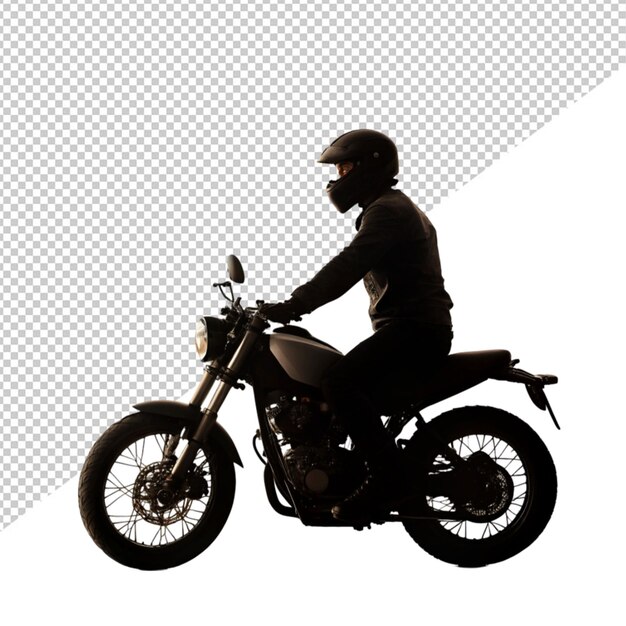 PSD silhueta de motociclista em fundo transparente