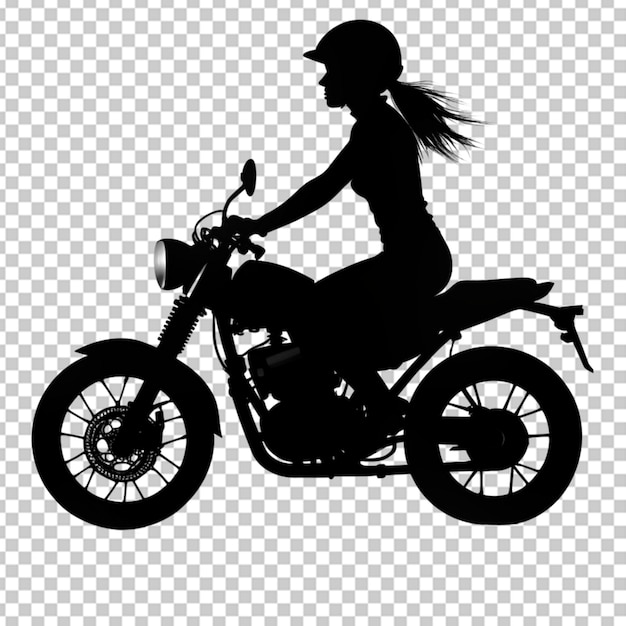 PSD silhueta de uma mulher montando uma motocicleta