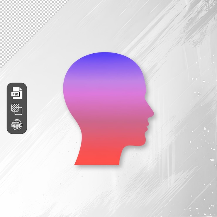 PSD silhueta gradiente de perfil humano em fundo transparente