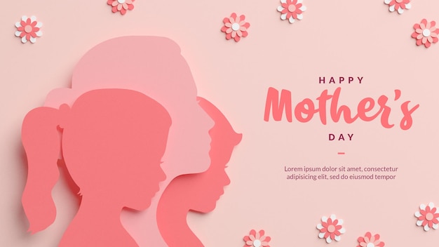 Silhuetas de feliz dia das mães em modelo de estilo recortado