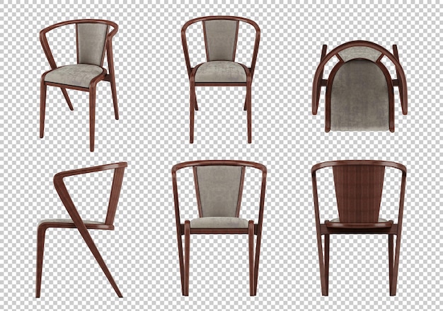 Silla 3D PSD gratuita aislada sobre un fondo transparente