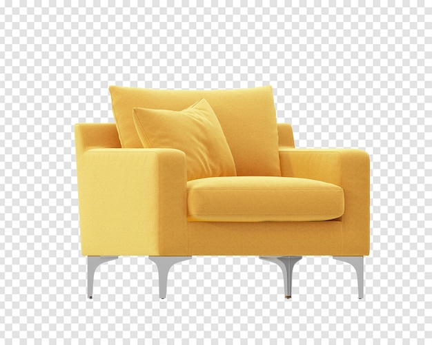 Silla amarilla en renderizado 3d