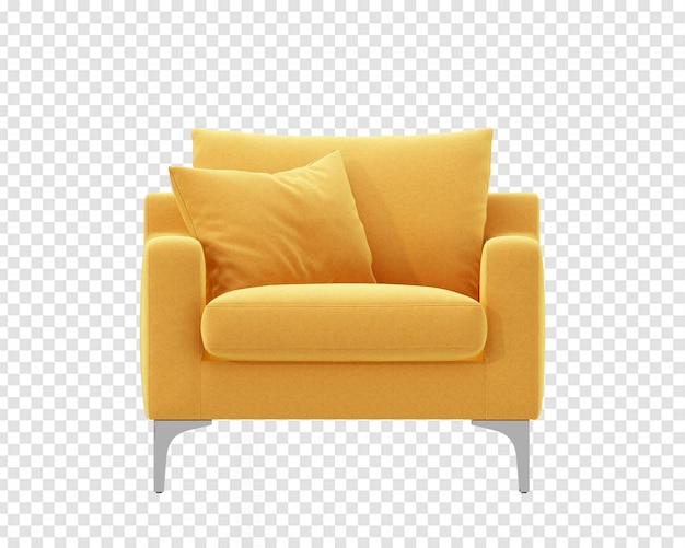 Silla amarilla en renderizado 3d