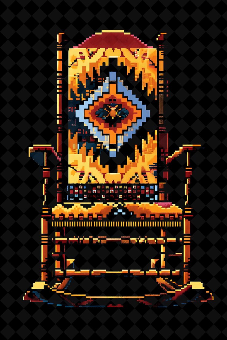 PSD silla de balanceo de 8 bits de píxeles con diseño de granja y colcha wi png colección única de diseño y2k