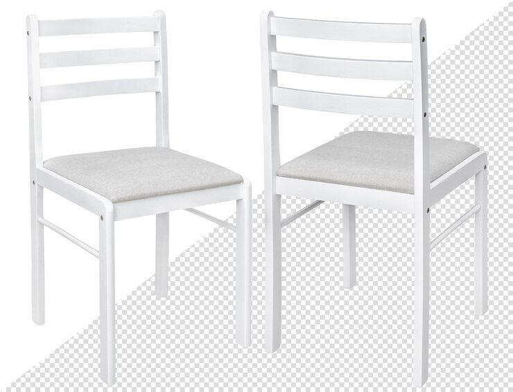 Silla blanca fabricada en madera natural con asiento mullido. Aislado del fondo. elemento interior